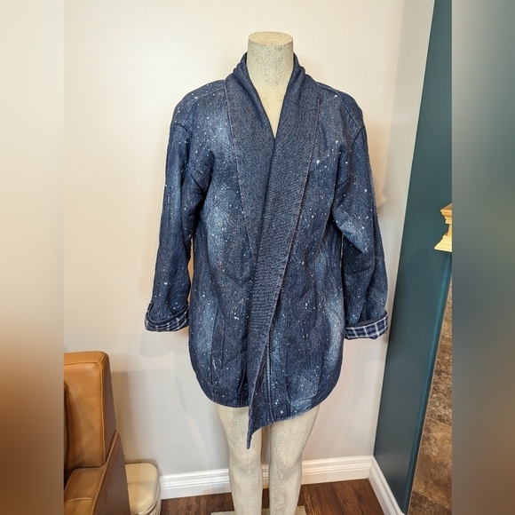 Anthropologie Pilcro Quilted Denim Kimono Jacket, Size L   oversized  Sz… - Picture 7 of 16